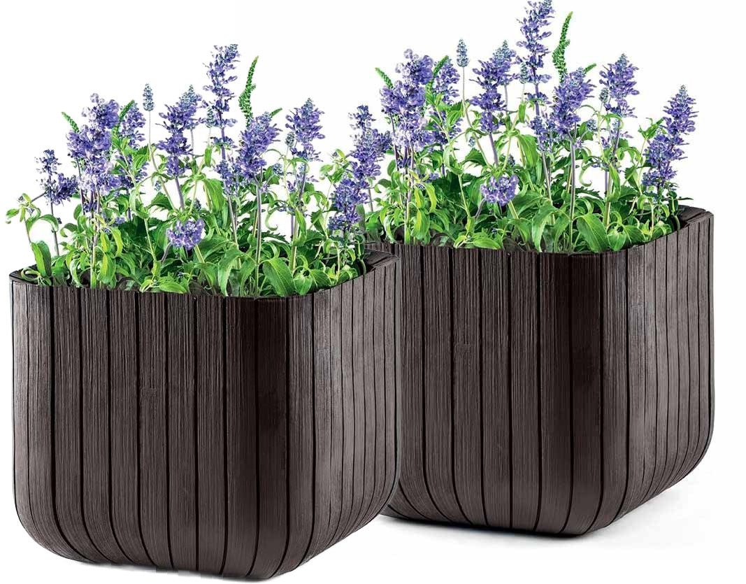 Keter Cube Planter - Brown (Medium) - 2 Pack - mazeproducts