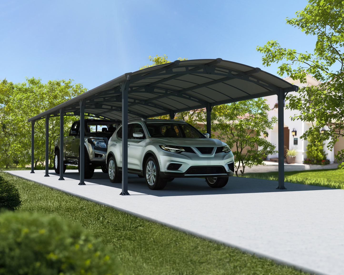 Arcadia Carport 3.6m x 10.8m - Grey Frame With Grey Roof