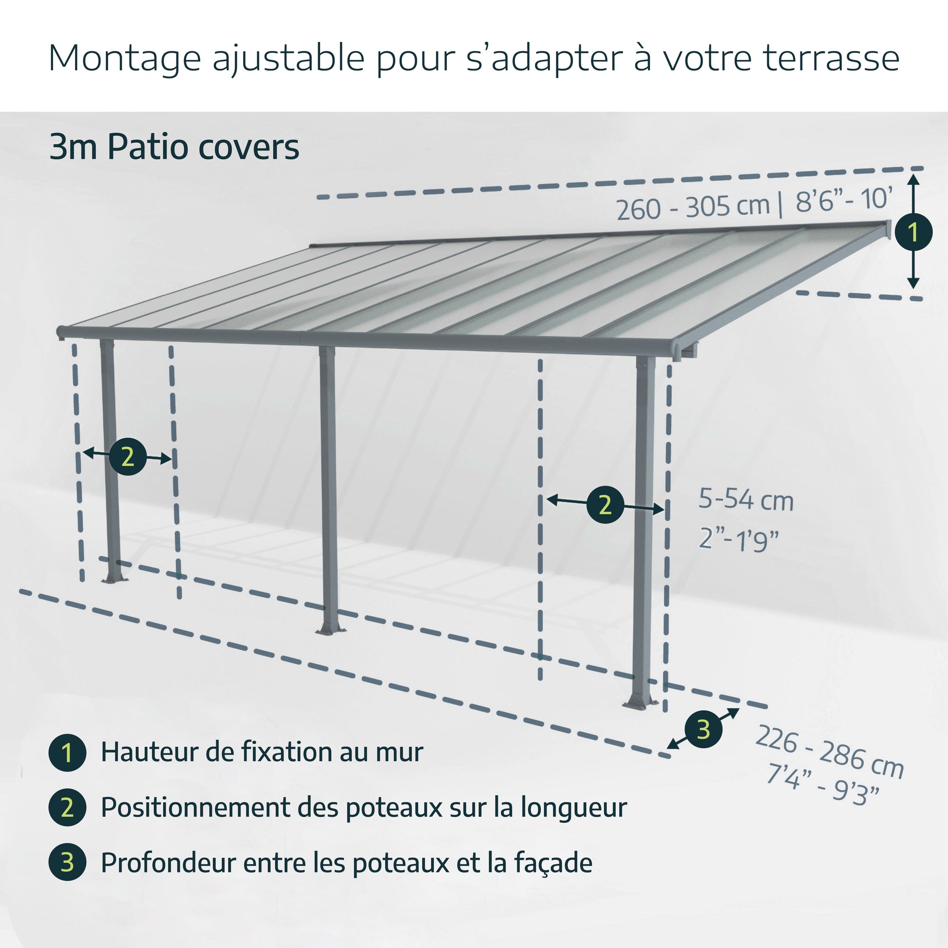 Feria Patio Cover 10.4m x 3m - Grey Frame With Clear Roof
