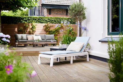 PRE ORDER: SEP. - Keter Mallorca Outdoor Sun Lounger with Cushions - White