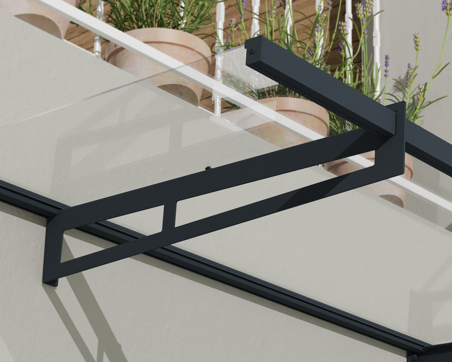 Bremen Door Awning 2.1m x 0.9m - Grey Frame With Clear Panel