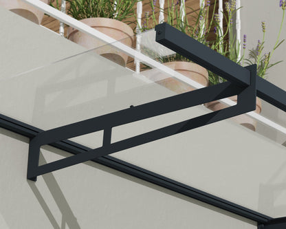 Bremen Door Awning 1.5m x 0.9m - Grey Frame With Clear Panel - mazeproducts