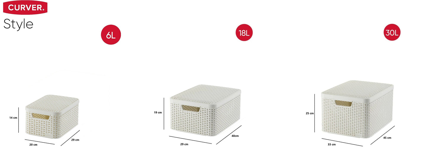 Curver Style Storage Box Set (S+M+L) - Brown
