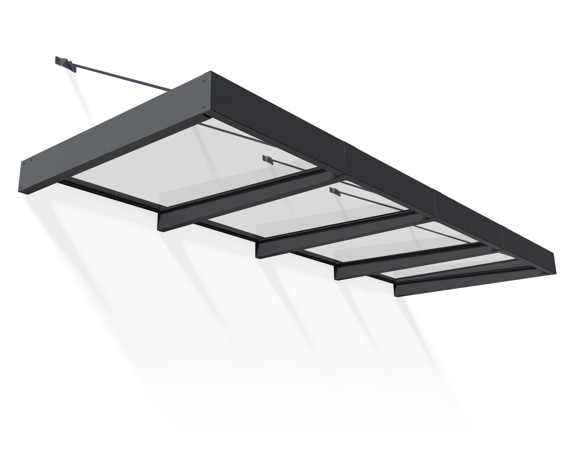 Sophia XL Door Awning 3.8m x 1.4m - Grey Frame with Clear Panel