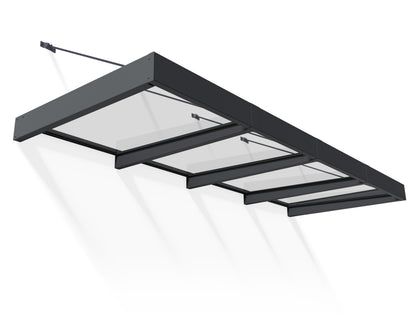 Sophia XL Door Awning 3.8m x 1.4m - Grey Frame with Clear Panel