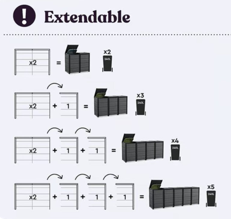 Keter Hideaway - 4 Bin (Grey)