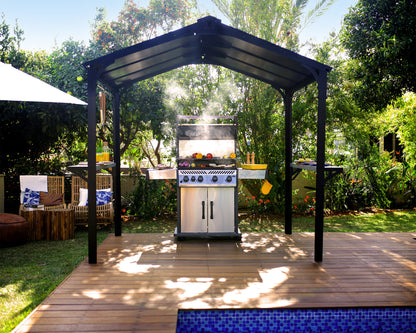Austin Grill Gazebo 1.8m x 2.2m - Black Frame With Grey Roof