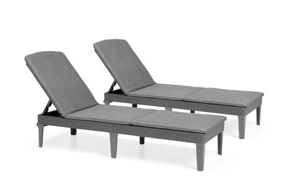 PRE ORDER: SEP. - Keter Jaipur Outdoor Sun Lounger with Cushion - 2 Pack