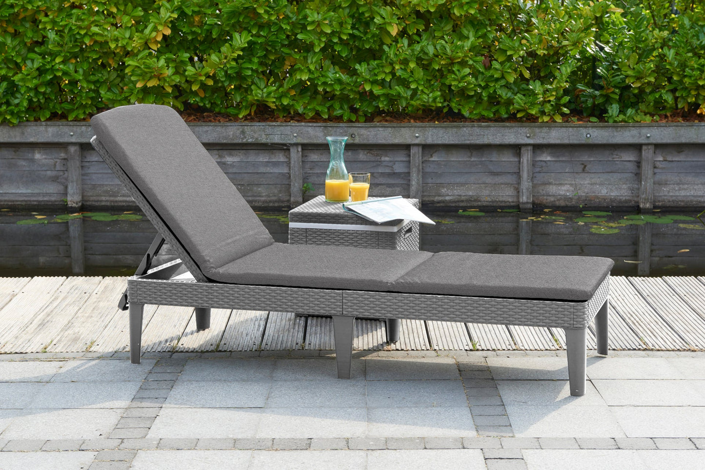 PRE ORDER: SEP. - Keter Jaipur Outdoor Sun Lounger with Cushion - 2 Pack