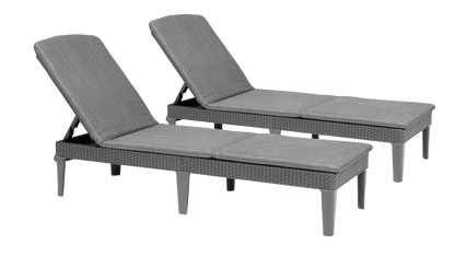 PRE ORDER: SEP. - Keter Jaipur Outdoor Sun Lounger with Cushion - 2 Pack
