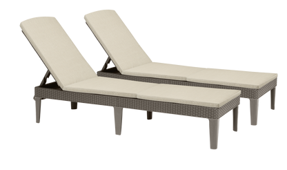 PRE ORDER: SEP. - Keter Jaipur Outdoor Sun Lounger with Cushion - Cappuccino - 2 Pack
