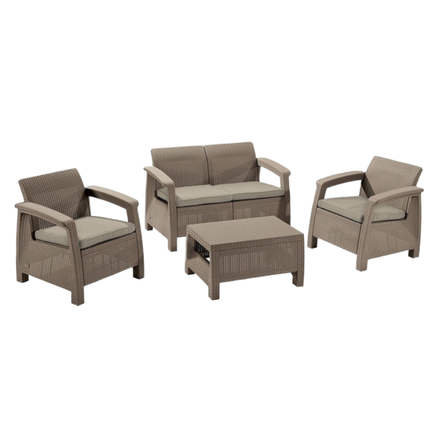 Keter Corfu 4 Seater Lounge Set - Cappuccino