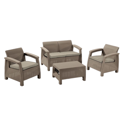 Keter Corfu 4 Seater Lounge Set - Cappuccino