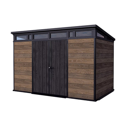 PRE ORDER: OCT. - Keter Signature Pent 11x7 Shed - Walnut Look (3.4 x 2.2m)