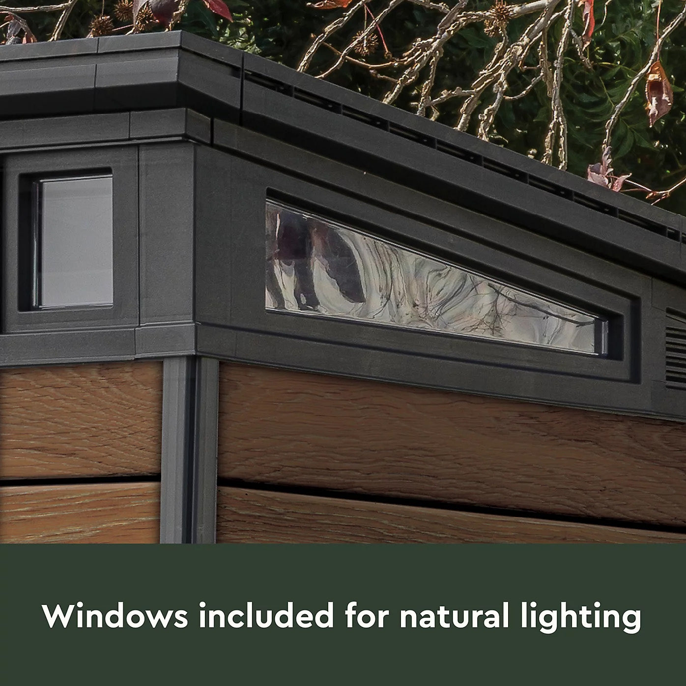 PRE ORDER: OCT. - Keter Signature Pent 7x7 Shed - Walnut Look (2.2 x 2.2m)