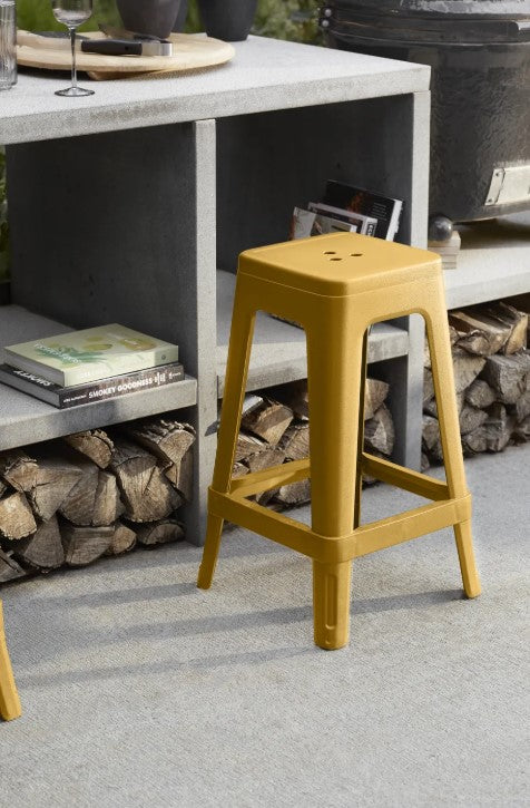 PRE ORDER: OCT. - Keter Lucca Indoor/Outdoor Bar Stool - Amber Yellow-4 Pack