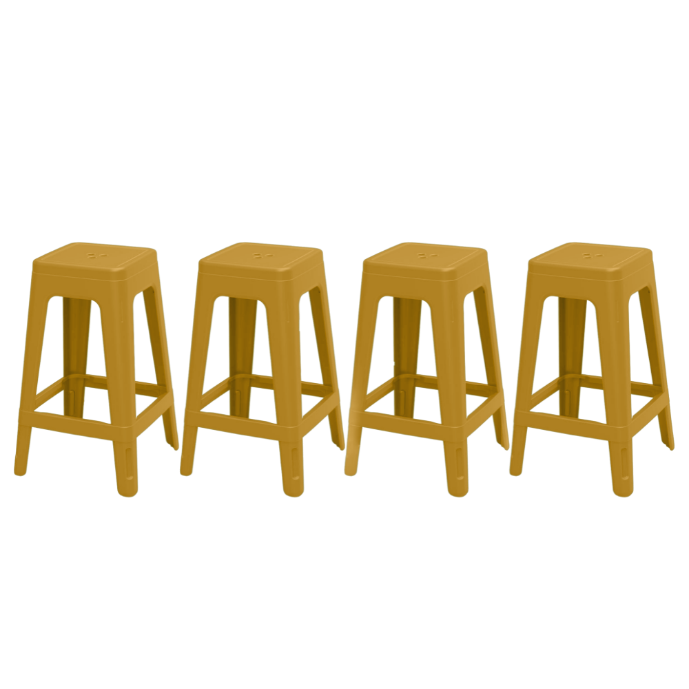 PRE ORDER: OCT. - Keter Lucca Indoor/Outdoor Bar Stool - Amber Yellow-4 Pack