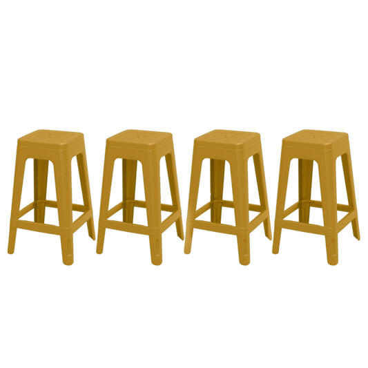 PRE ORDER: OCT. - Keter Lucca Indoor/Outdoor Bar Stool - Amber Yellow-4 Pack