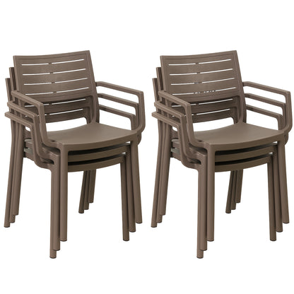 PRE ORDER: SEP. - Keter Metaline Metal Look Dining Chair: Cappuccino- 6 Pack
