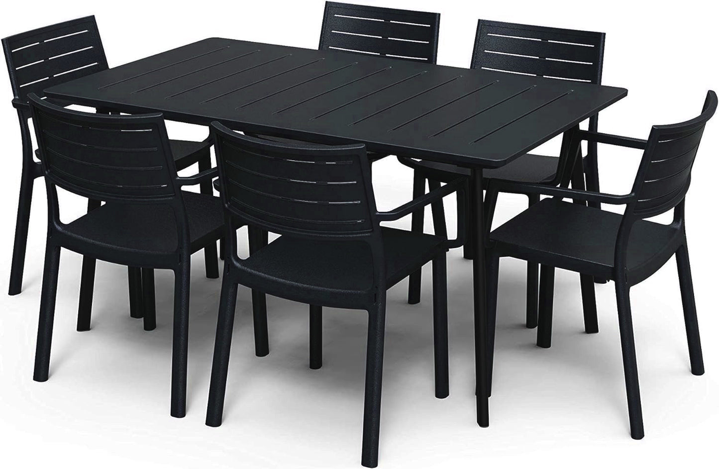 Keter Metaline Metal Look Dining Set: Black