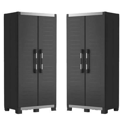 2 x Keter XL Garage Tall Storage Cabinets