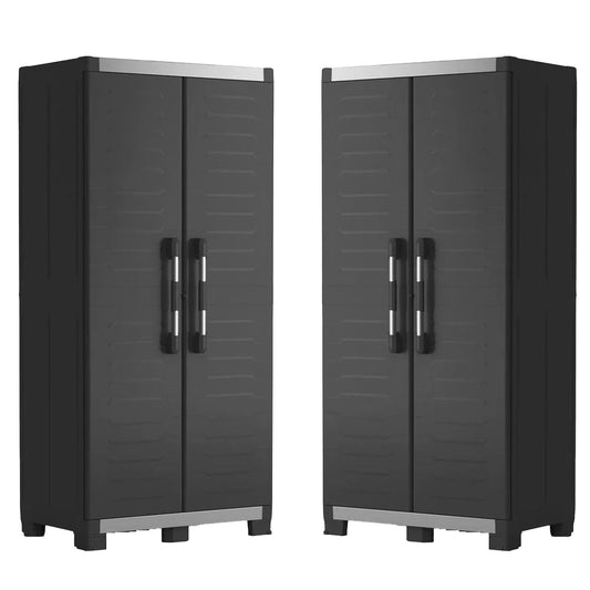 2 x Keter XL Garage Tall Storage Cabinets