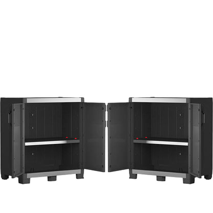 2 x Keter XL Garage Base Storage Cabinets