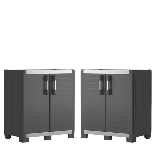 2 x Keter XL Garage Base Storage Cabinets