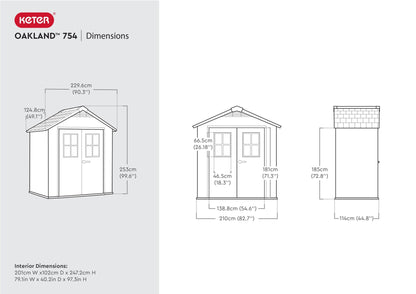 Keter Oakland Garden Shed 754 (2.1 x 1.2m) - mazeproducts