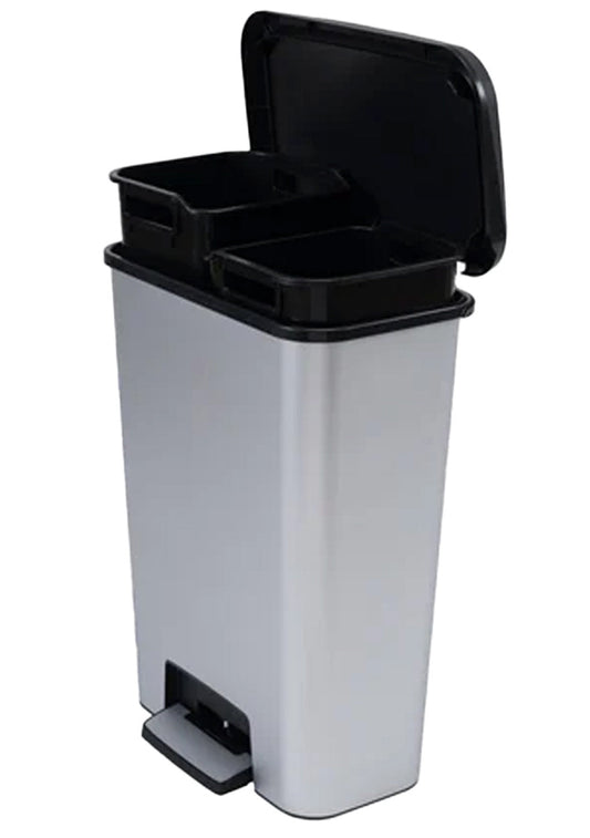 Curver Compatta 50L Duo 23+23L Recycling Bin - Steel Look