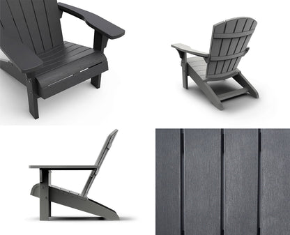 PRE ORDER: NOV. - Keter Troy Adirondack Set with Deluxe Table - Graphite