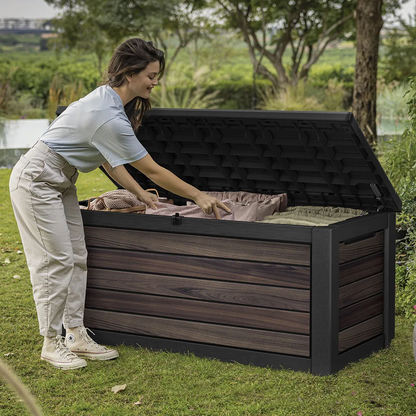 PRE ORDER: OCT. - Keter Signature 630L Storage Box - Rosewood Look