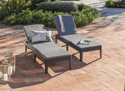 PRE ORDER: SEP. - Keter Jaipur Outdoor Sun Lounger with Cushion