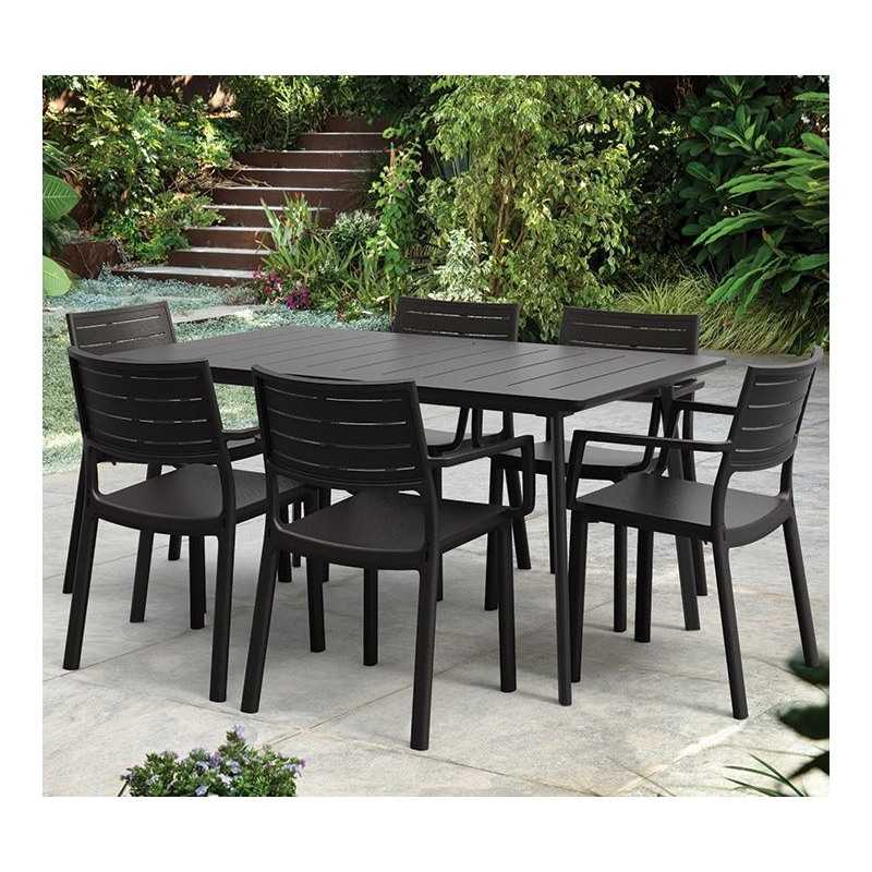 Keter Metaline Metal Look Dining Set: Black