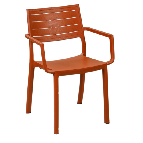 PRE ORDER: SEP. - Keter Metaline Metal Look Dining Chair: Terracotta - 6 Pack