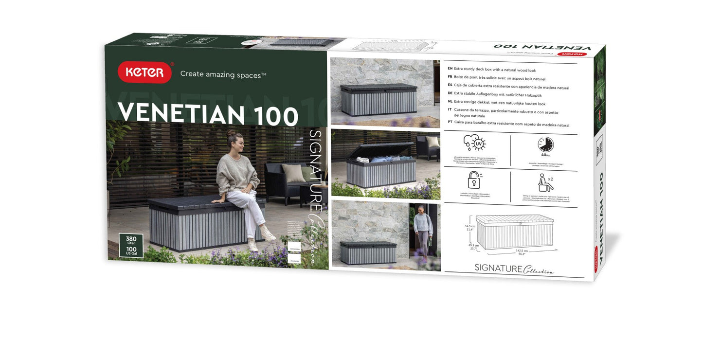 PRE ORDER: NOV. -  Keter Signature 380L Storage Box - Venetian Grey