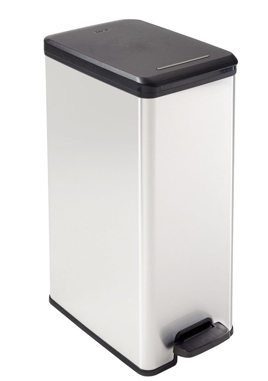 Curver Deco Slim Pedal Bin – 40L – Silver